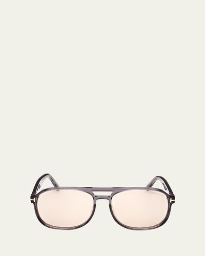 TOM FORD Grey Transparent Acetate Aviator Sunglasses
