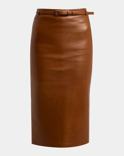 TOM FORD Guanteria Leather Belted Pencil Skirt