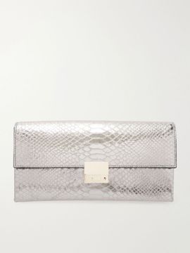 TOM FORD Jean metallic snake-effect leather clutch