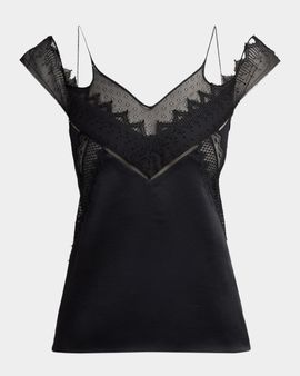 TOM FORD Lace Inset Double-Strap Satin Crepe Blouse