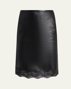 TOM FORD Lace Laser-Cut Leather Skirt