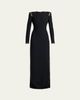 TOM FORD Long-Sleeve Chainmail-Trim Silk Column Gown - 1