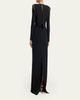TOM FORD Long-Sleeve Chainmail-Trim Silk Column Gown - 3