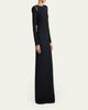 TOM FORD Long-Sleeve Chainmail-Trim Silk Column Gown - 4