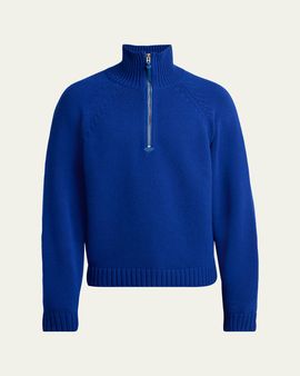 TOM FORD Men's Cashmere and Wool Raglan Sleeve Half-Zip Sweater
