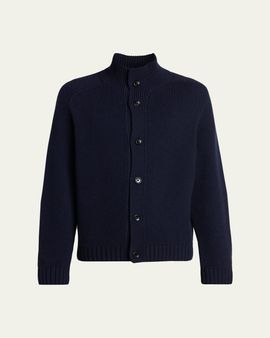 TOM FORD Men's Coarsehair Cashmere Rib-Knit Cardigan