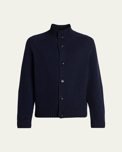 TOM FORD Men's Coarsehair Cashmere Rib-Knit Cardigan