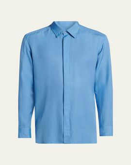TOM FORD Men's Cotton and Silk Washed Twill Sport Shirt