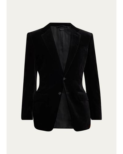 TOM FORD Men's Cotton Velvet Pipe-Trim Patch Pocket Blazer