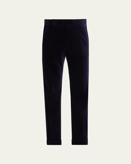 TOM FORD Men's Cotton Velvet Straight Leg Flat-Front Trousers