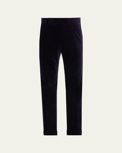 TOM FORD Men's Cotton Velvet Straight Leg Flat-Front Trousers