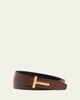 TOM FORD Men's Croc-Effect Leather T-Buckle Belt - 1