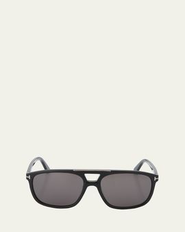 TOM FORD Men's Penn Double-Bridge Acetate Square Sunglasses