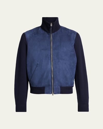 TOM FORD Men's Suede and Merino Wool Hybrid Full-Zip Blouson