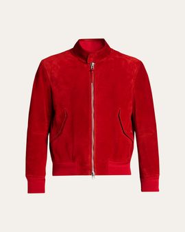 TOM FORD Men's Suede Stand Collar Full-Zip Blouson