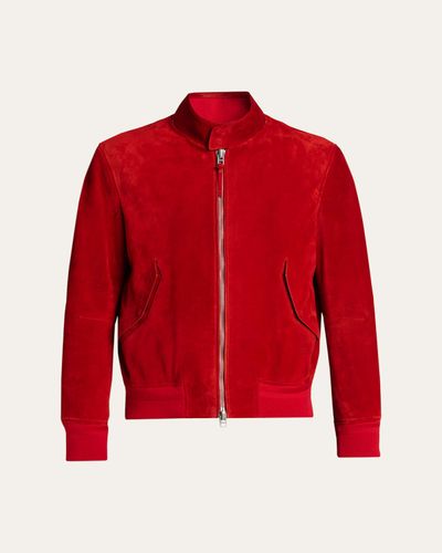 TOM FORD Men's Suede Stand Collar Full-Zip Blouson