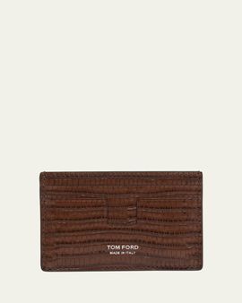TOM FORD Men's T Line Croc-Effect Leather Card Holder