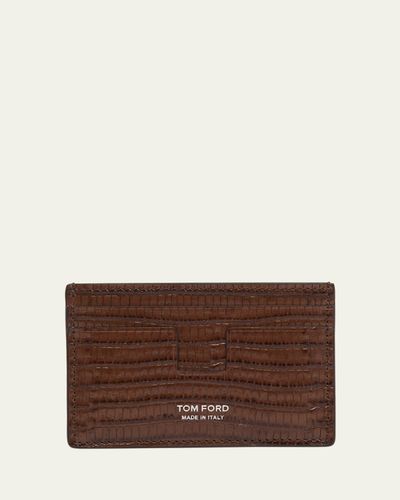 TOM FORD Men's T Line Croc-Effect Leather Card Holder