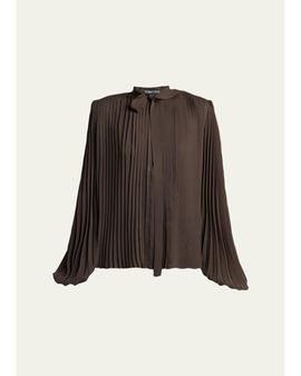 TOM FORD Pleated Balloon-Sleeve Neck-Scarf Blouse