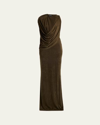 TOM FORD Plunging Cowl-Neck Sleeveless Maxi Dress