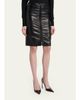 TOM FORD Ruched Leather Zip-Front Skirt - 4