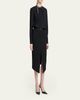 TOM FORD Satin-Trim Wool High-Low Slit Skirt - 2