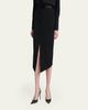 TOM FORD Satin-Trim Wool High-Low Slit Skirt - 4