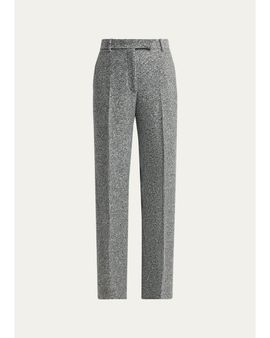 TOM FORD Sequined Broken Chevron Tweed Wide-Leg Tailored Pants