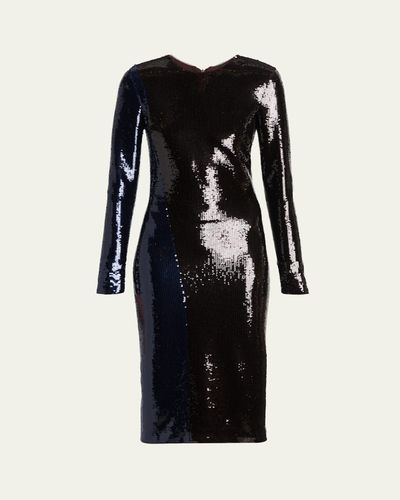 TOM FORD Sequined Long-Sleeve Midi Dress