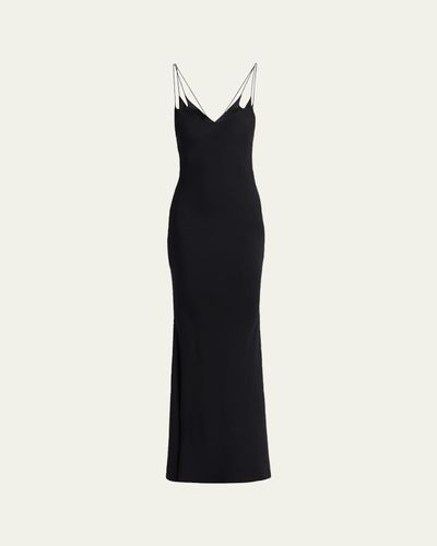 TOM FORD Strappy Satin Back Crepe Maxi Dress