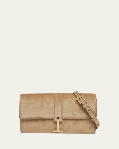 TOM FORD Suede Hanging T Crossbody Wallet