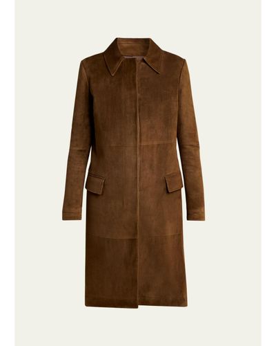 TOM FORD Suede Single-Breasted Long Coat