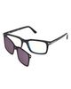 TOM FORD TOM FORD 53mm Rectangular Blue Light Blocking Glasses with Clip-On Sun Lens - 2