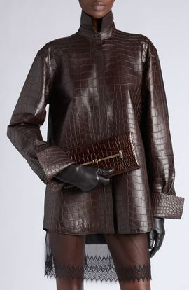 TOM FORD TOM FORD Arc Croc Embossed Leather Clutch