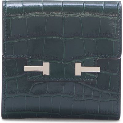 TOM FORD TOM FORD Aube Croc Embossed Leather Flap Card Case