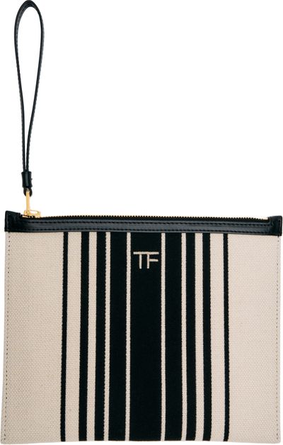 TOM FORD TOM FORD Beige & Black Wristlet Pouch