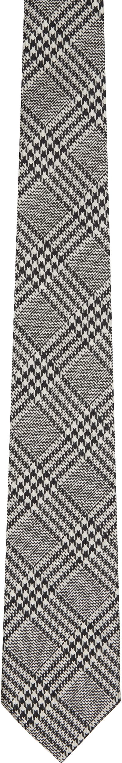 TOM FORD TOM FORD Black & White Mouline Prince Of Wales Tie