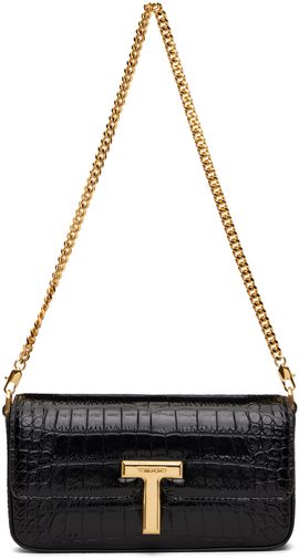TOM FORD TOM FORD Black Crocodile Leather Wallis Mini Bag