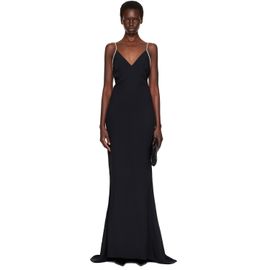 TOM FORD TOM FORD Black Crystal Chain Satin Maxi Evening Dress