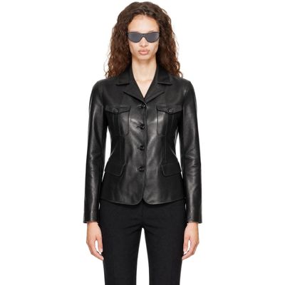 TOM FORD TOM FORD Black Four-Pocket Nappa Leather Jacket