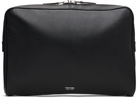 TOM FORD TOM FORD Black Grain Leather Minimal Laptop Pouch