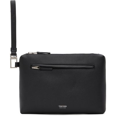 TOM FORD TOM FORD Black Grain Leather Wristlet Pouch