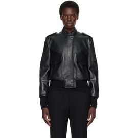 TOM FORD TOM FORD Black Natural Grain Leather Aviator Jacket