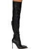 TOM FORD TOM FORD Black Shiny Stamped Crocodile Leather Vertigo Thigh High Boots - 1