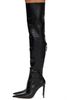 TOM FORD TOM FORD Black Shiny Stamped Crocodile Leather Vertigo Thigh High Boots - 3