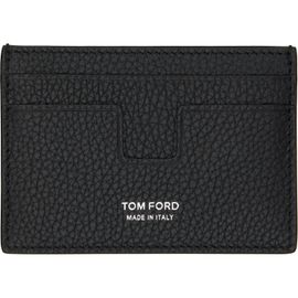 TOM FORD TOM FORD Black Soft Grain 'T Line' Money Clip Card Holder