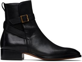 TOM FORD TOM FORD Black Supple Grain Kenneth Buckle Boots