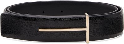 TOM FORD TOM FORD Black Supple Grain Leather Belt