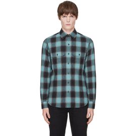 TOM FORD TOM FORD Blue Brushed Check Military Fit Shirt