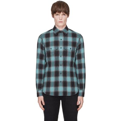 TOM FORD TOM FORD Blue Brushed Check Military Fit Shirt